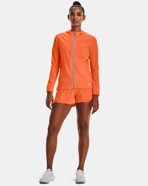 Women's UA Run Anywhere Storm Jacket, Orange, pdpMainDesktop image number 2